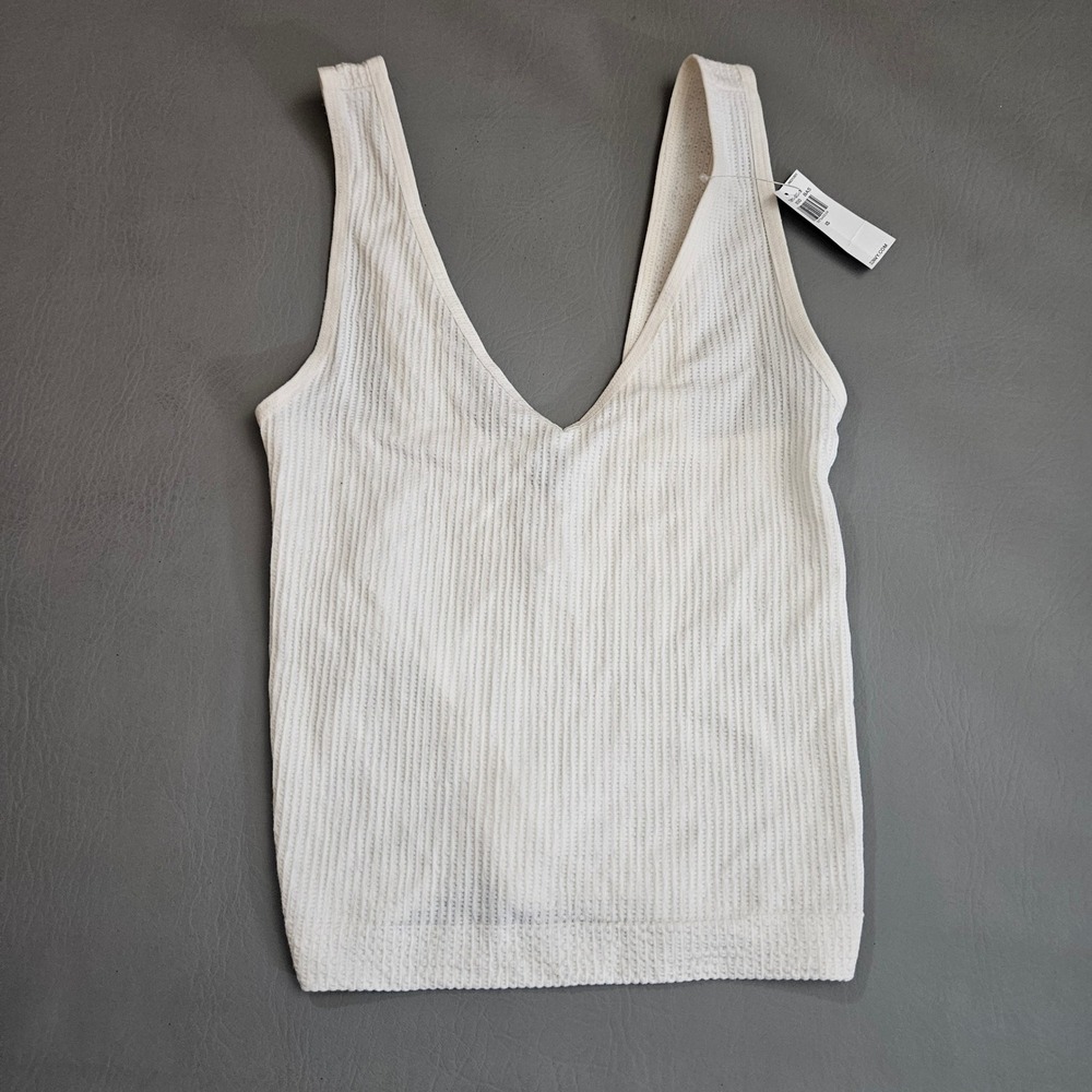 Old Navy Womens White Ribbed V-Neck Sleeveless Tank Top Cami XS